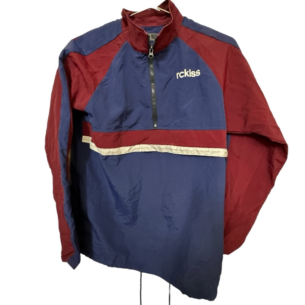 Young & Reckless Y&R Skate Navy Burgundy Pullover Windbreaker Jacket Men’s S